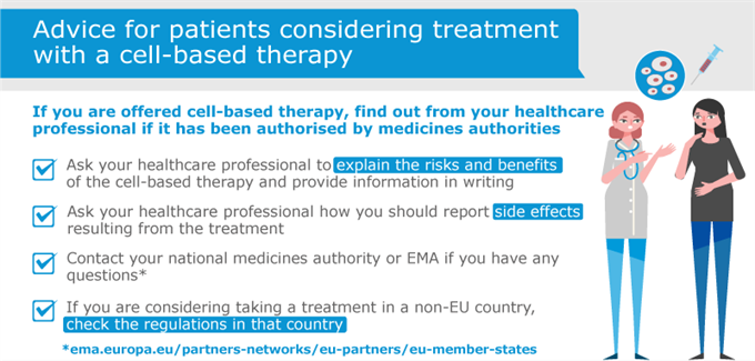 Key points of EMA advice for patients considering treatment with a cell-based therapy