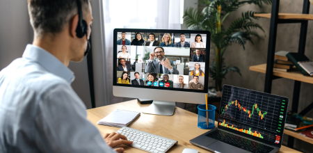 "Colleague Colleague participating in a virtual meeting.